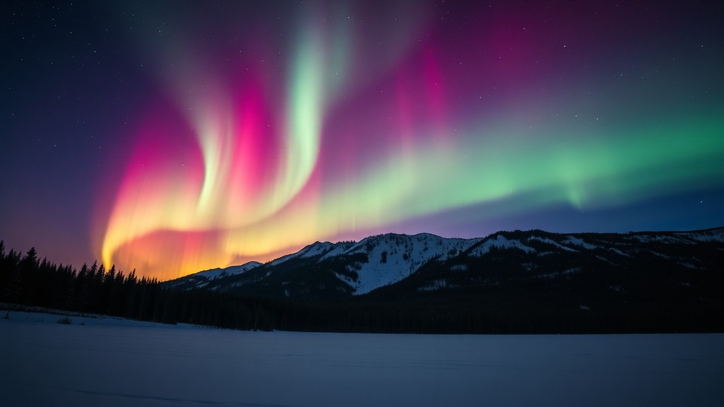 Maravilhas Naturais: Fenômenos Que Vão Te Deixar Sem Fôlego 1 Aurora Boreal sobre paisagem nevada